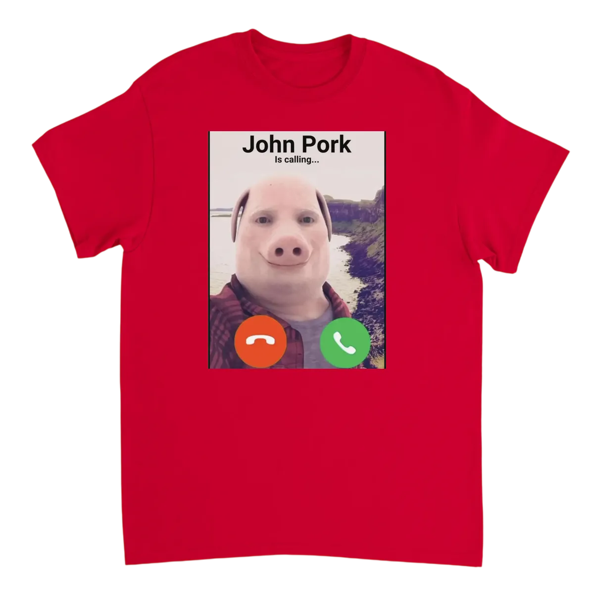 John Pork Is Calling Meme T-Shirt T-Shirts - Red