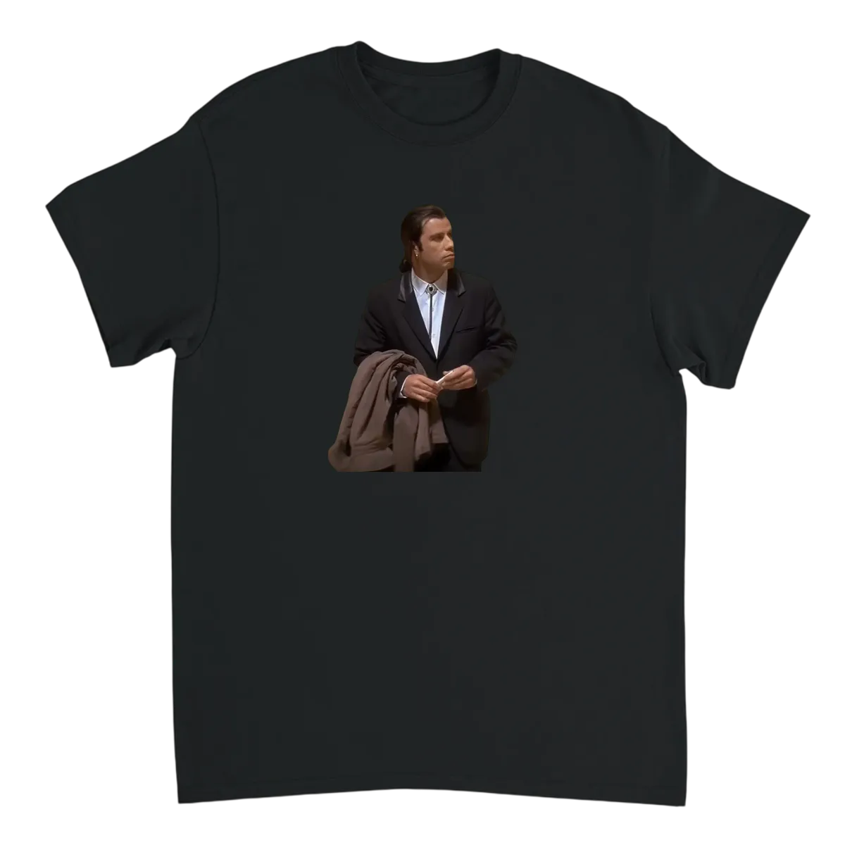 John Travolta Looking Around T-Shirt Black T-Shirts Photo 2