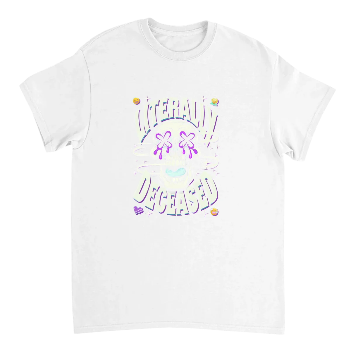 Literally Deceased Skull Emoji Graphic Tee - White T-Shirts (ZeitZwag Streetwear)
