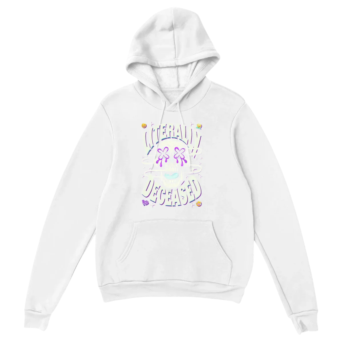 Literally Deceased Skull Hoodie - White Hoodies (ZeitZwag Streetwear)