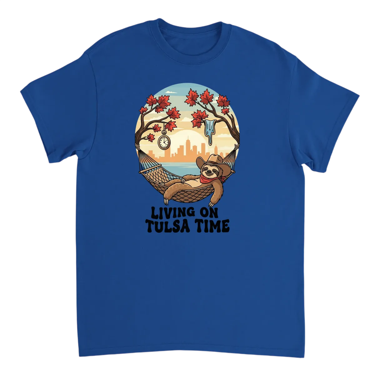Living on Tulsa Time Tee - Chill Vibes Only T-Shirts - Royal