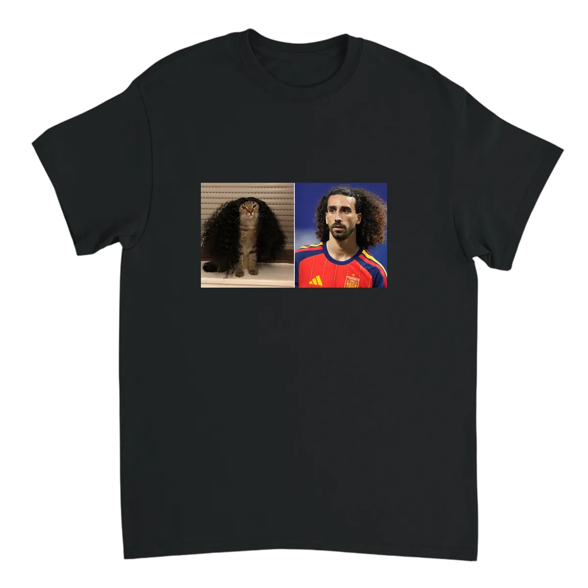 Marc Cucurella Cat Meme Tee | Football Feline Fun T-Shirts - Black