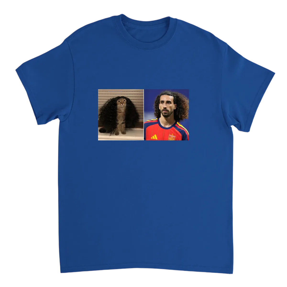 Marc Cucurella Cat Meme Tee | Football Feline Fun T-Shirts - Royal