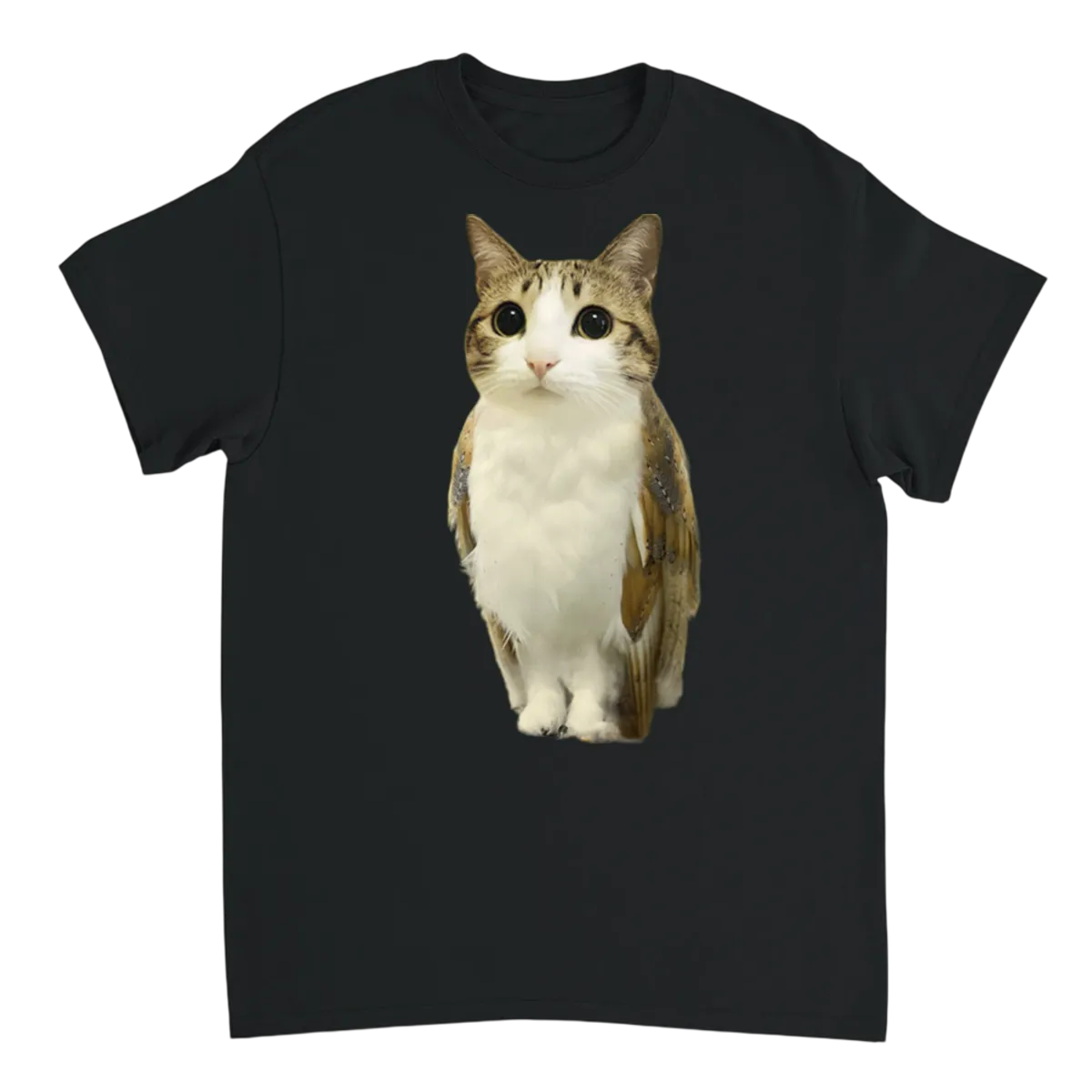 Meowl Meme Graphic Tee - Cat Meets Owl White T-Shirts Photo 3