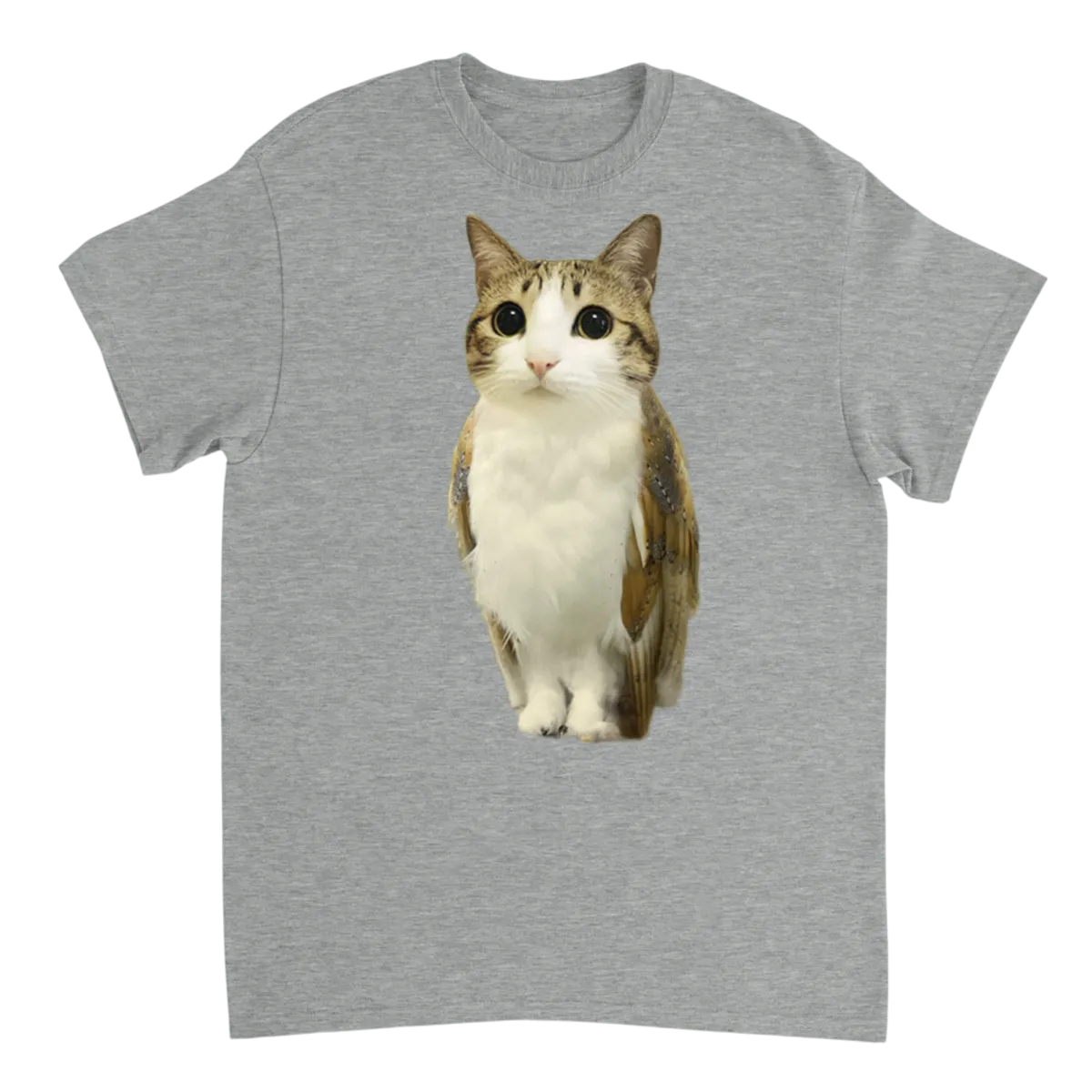 Meowl Meme Graphic Tee - Cat Meets Owl White T-Shirts Photo 4