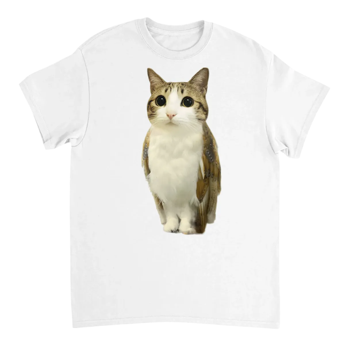 Meowl Meme Graphic Tee - Cat Meets Owl White T-Shirts Photo 2