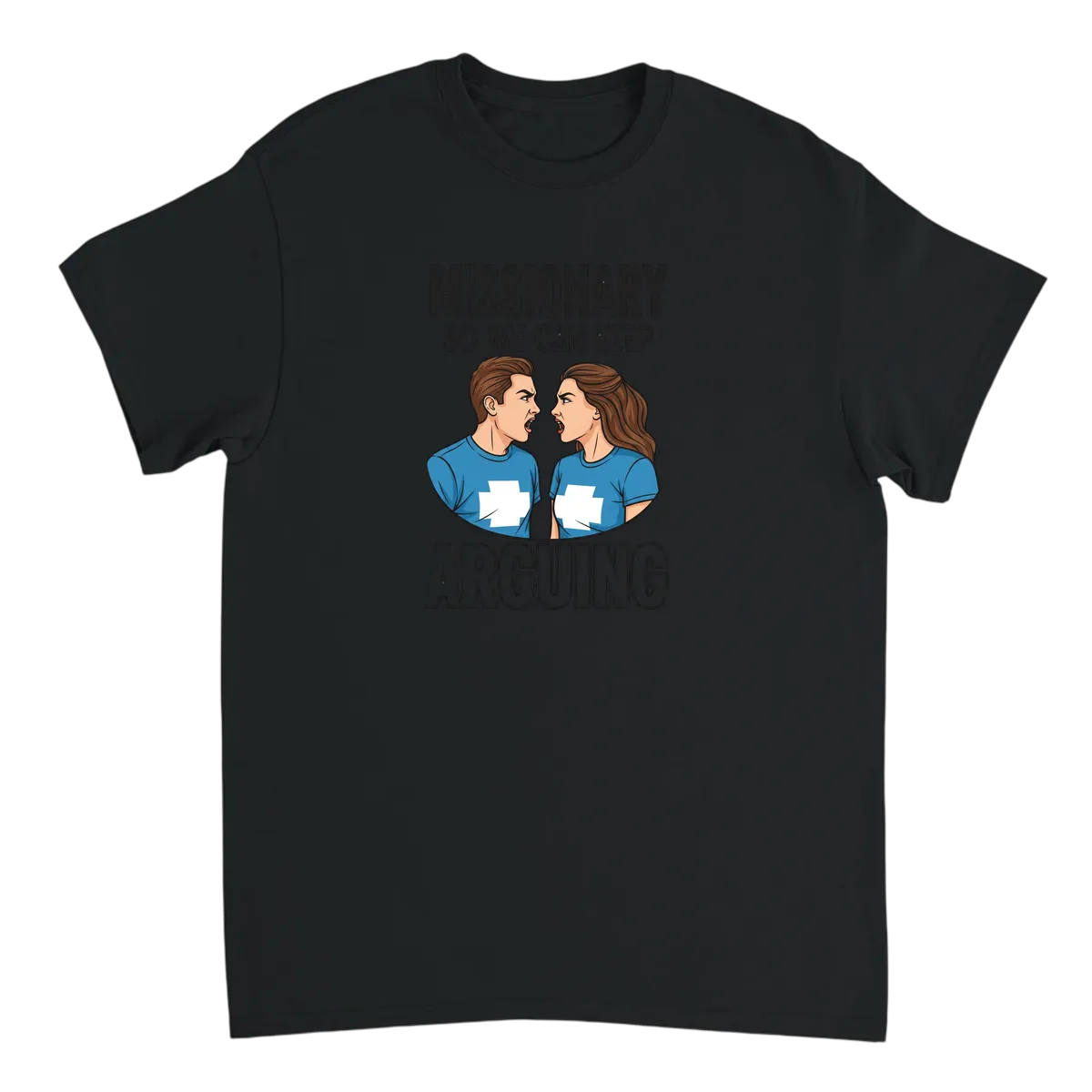 Missionary Arguing Couple's Meme Tee White T-Shirts Photo 2