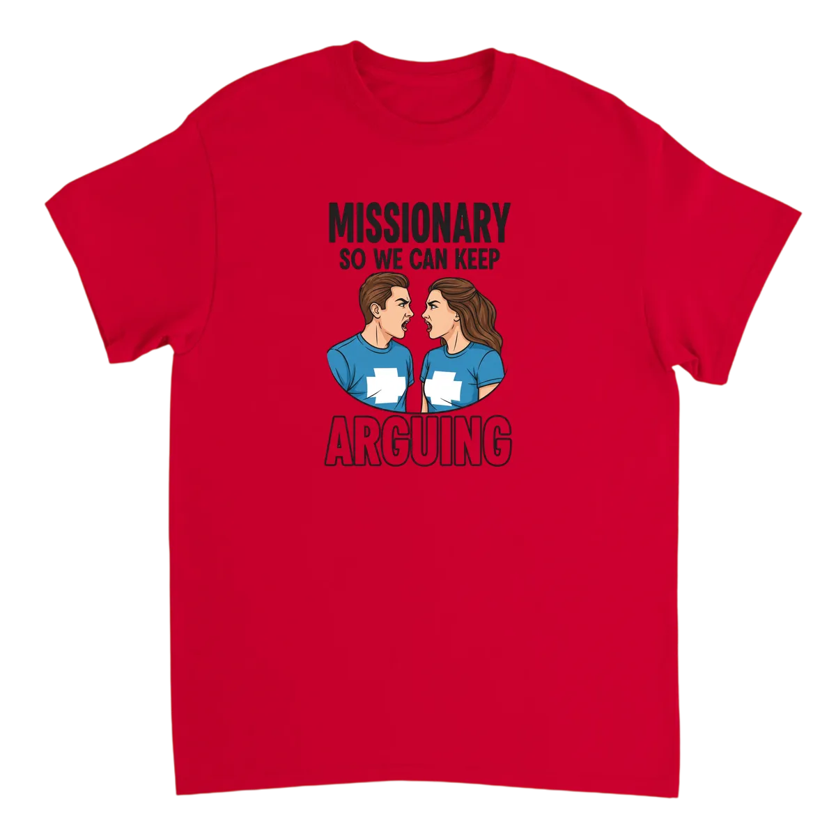 Missionary Arguing Couple's Meme Tee White T-Shirts Photo 4