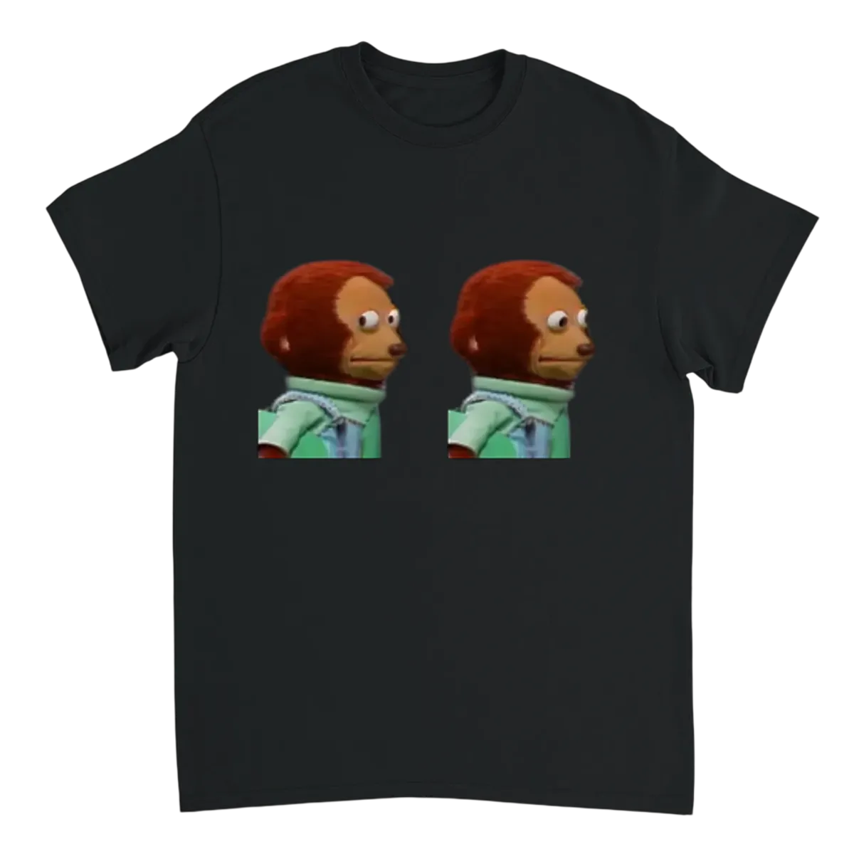 Monkey Puppet Looking Away T-Shirt White T-Shirts Photo 3