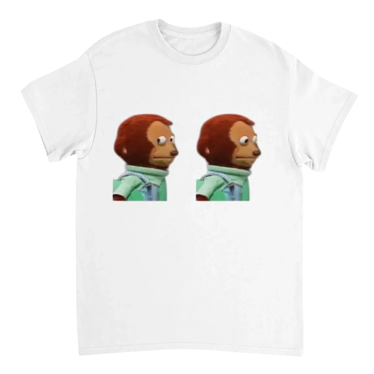 Monkey Puppet Looking Away T-Shirt White T-Shirts Photo 2