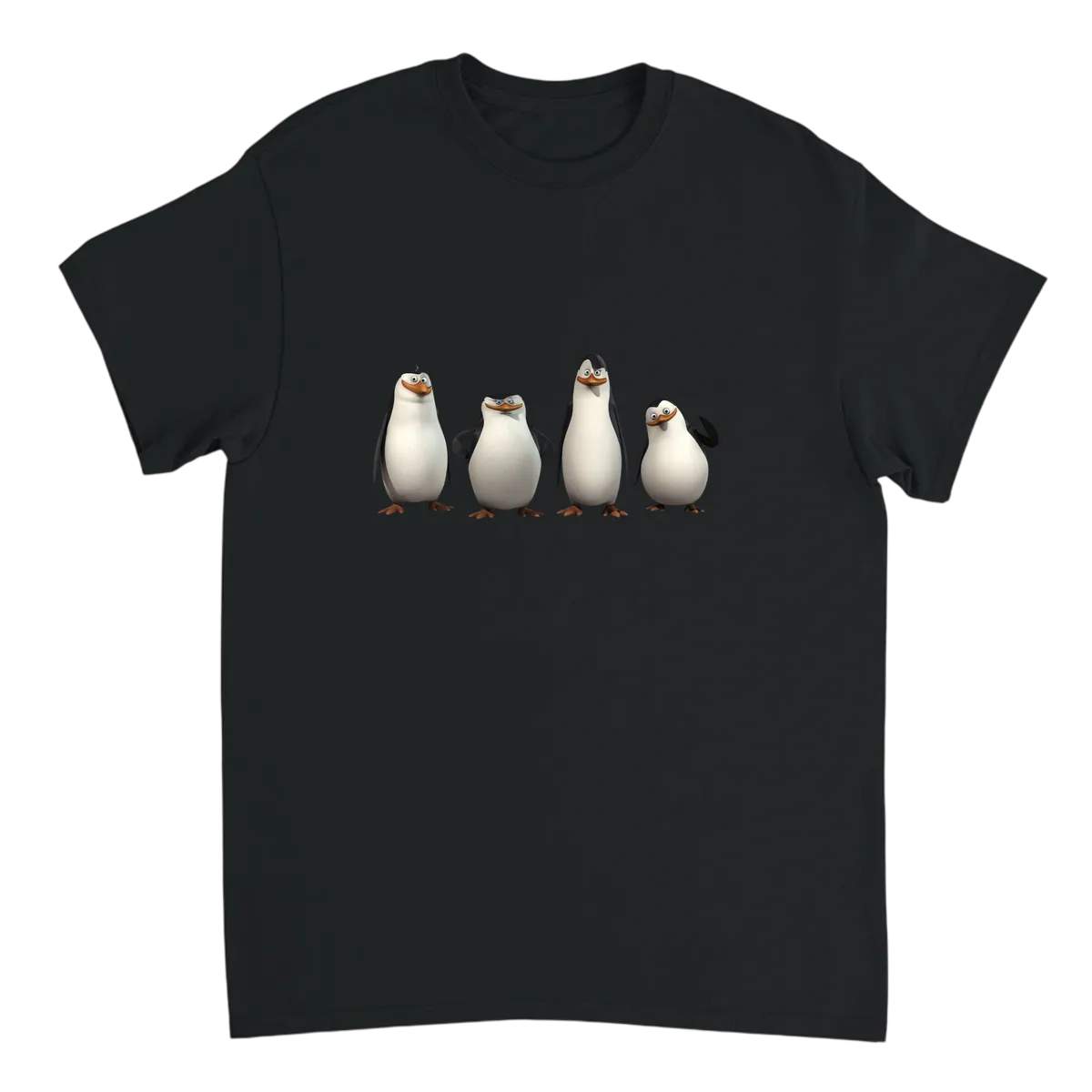 Penguin of Madagascar Smile and Wave T-Shirt Black T-Shirts Photo 2