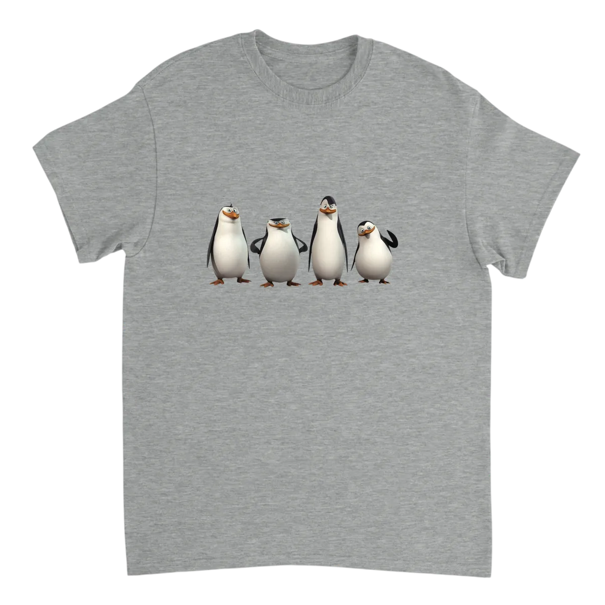 Penguin of Madagascar Smile and Wave T-Shirt T-Shirts - Grey