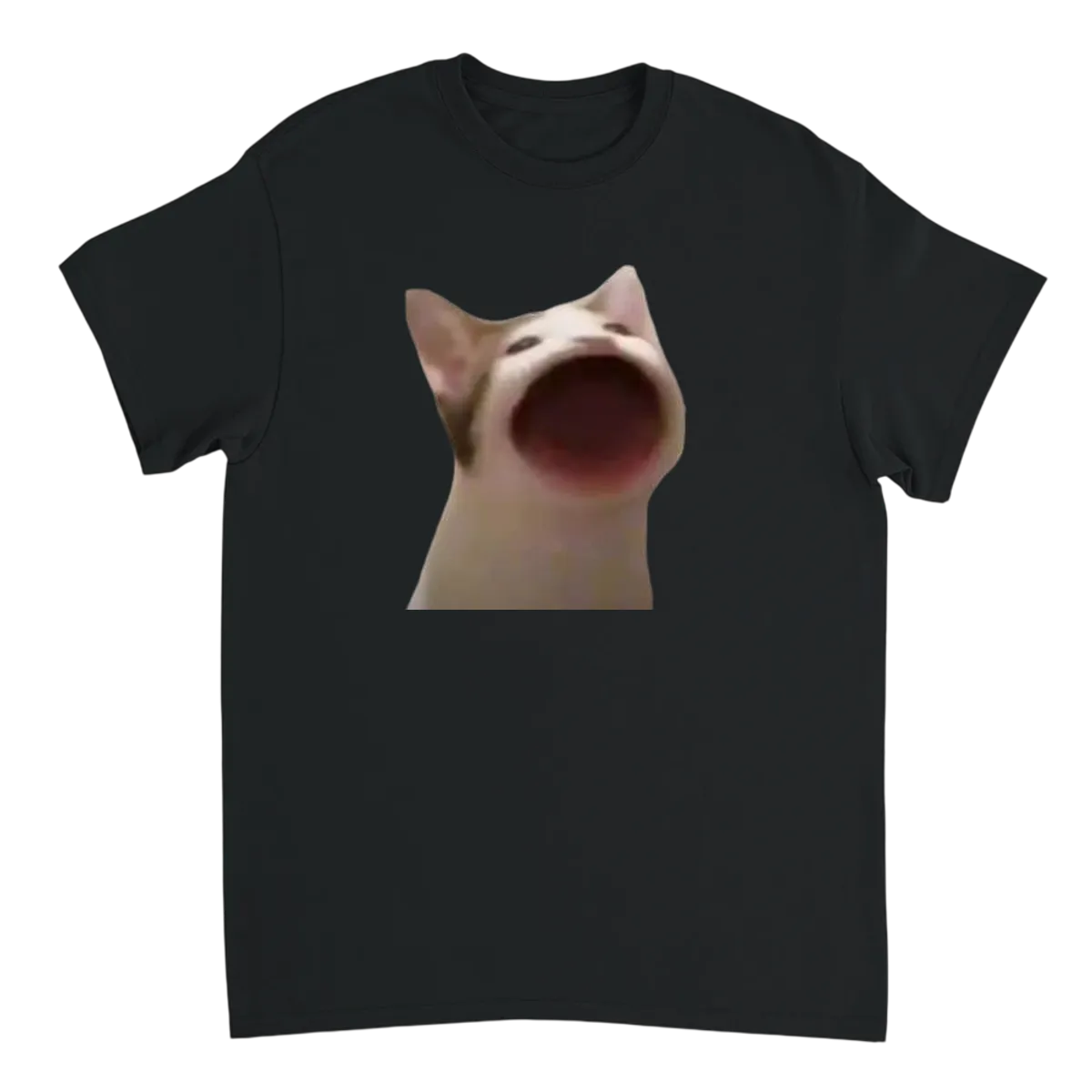 Popcat: Iconic Meme Tee - Pawsitively Purrfect! Black T-Shirts Photo 2