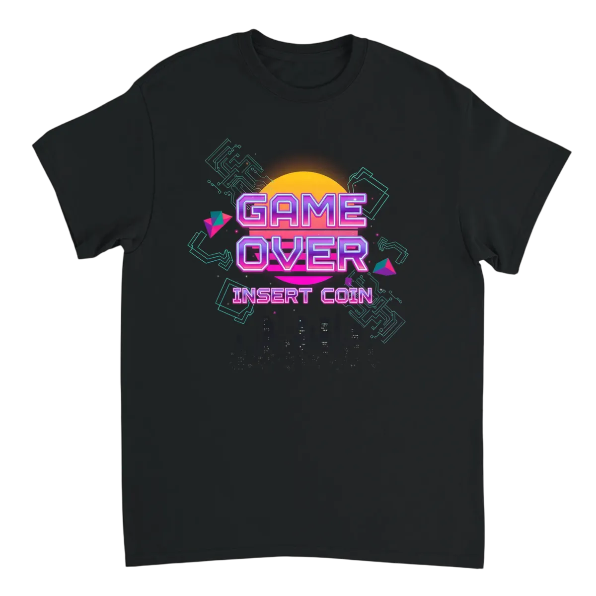 Retro Arcade Cyberpunk Gaming Tee White T-Shirts Photo 3