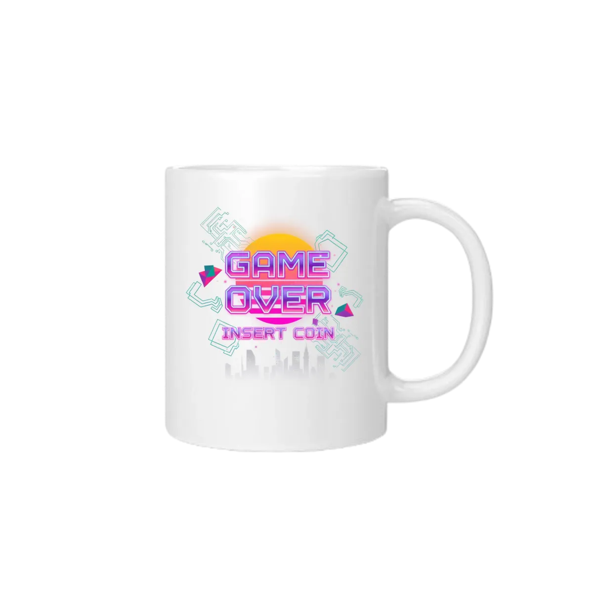 Retro Arcade 'GAME OVER' Cyberpunk Mug - White Mugs (ZeitZwag Streetwear)