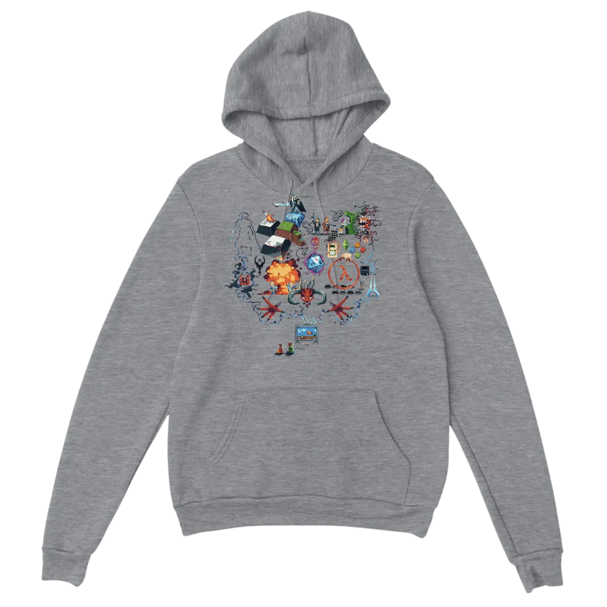 Retro Gamer History Meme Hoodie Hoodies - Grey
