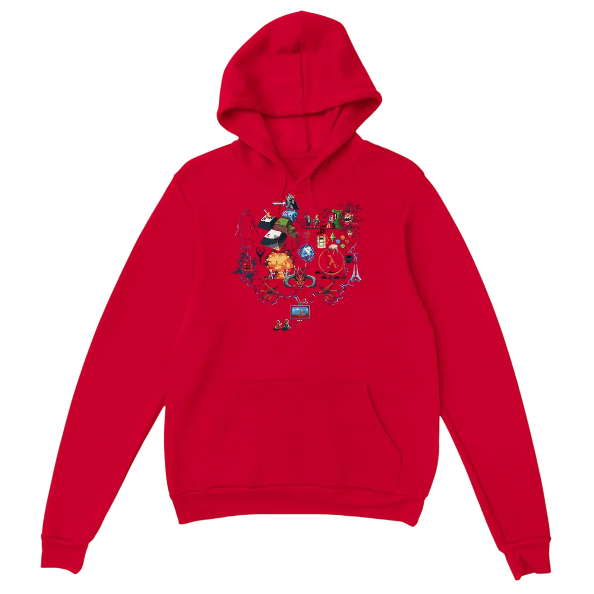 Retro Gamer History Meme Hoodie Hoodies - Red