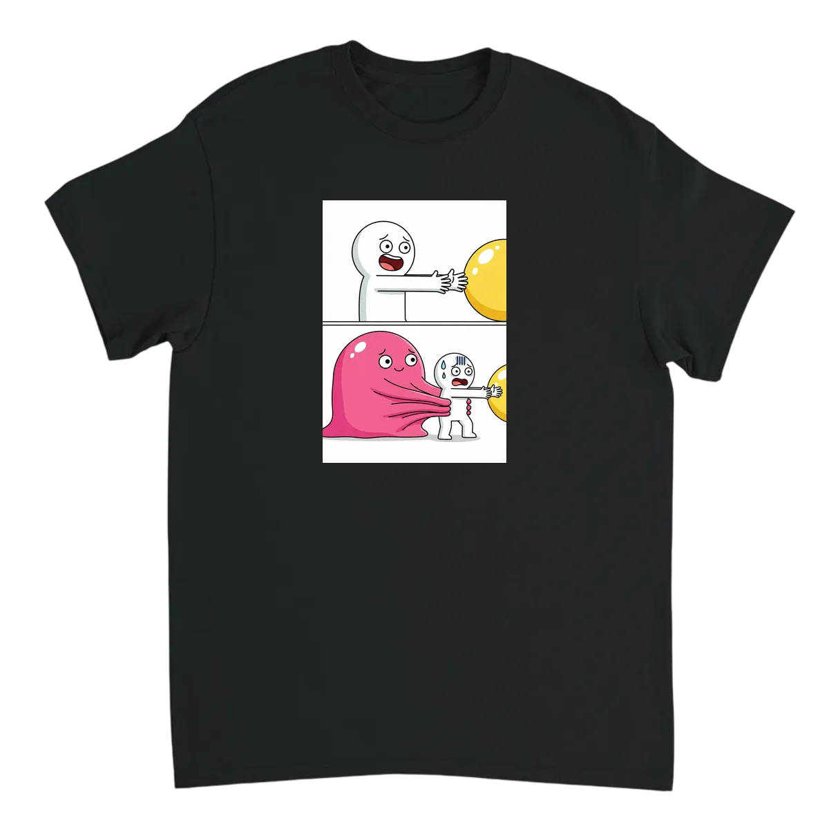 Running Away Balloon T-Shirt Black T-Shirts Photo 2