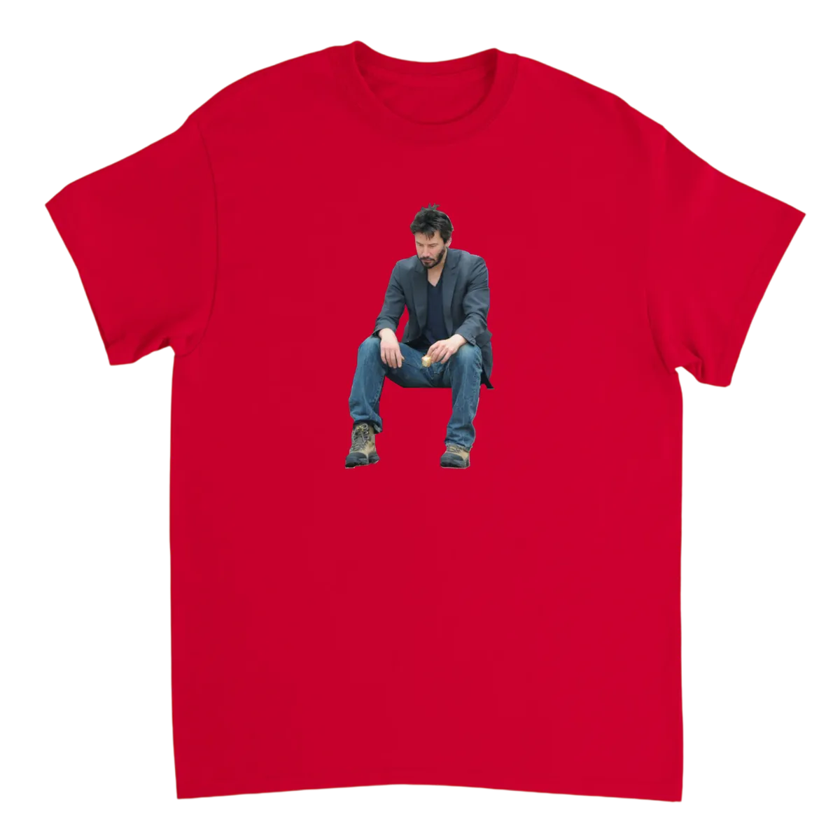 Sad Keanu: Iconic Meme Mood Tee Black T-Shirts Photo 3