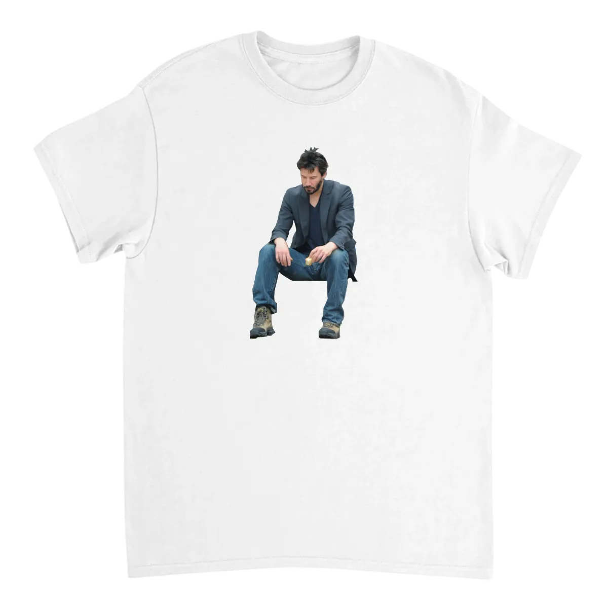 Sad Keanu: Iconic Meme Mood Tee Black T-Shirts Photo 5