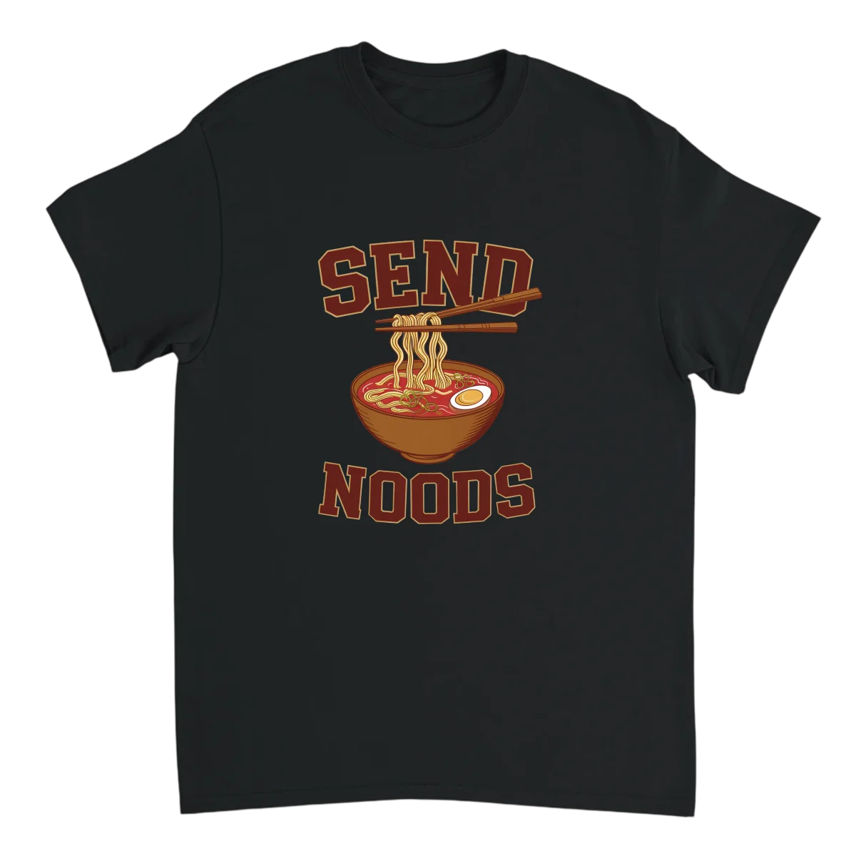 Send Noods Ramen Bowl Funny T-Shirt Red T-Shirts Photo 5