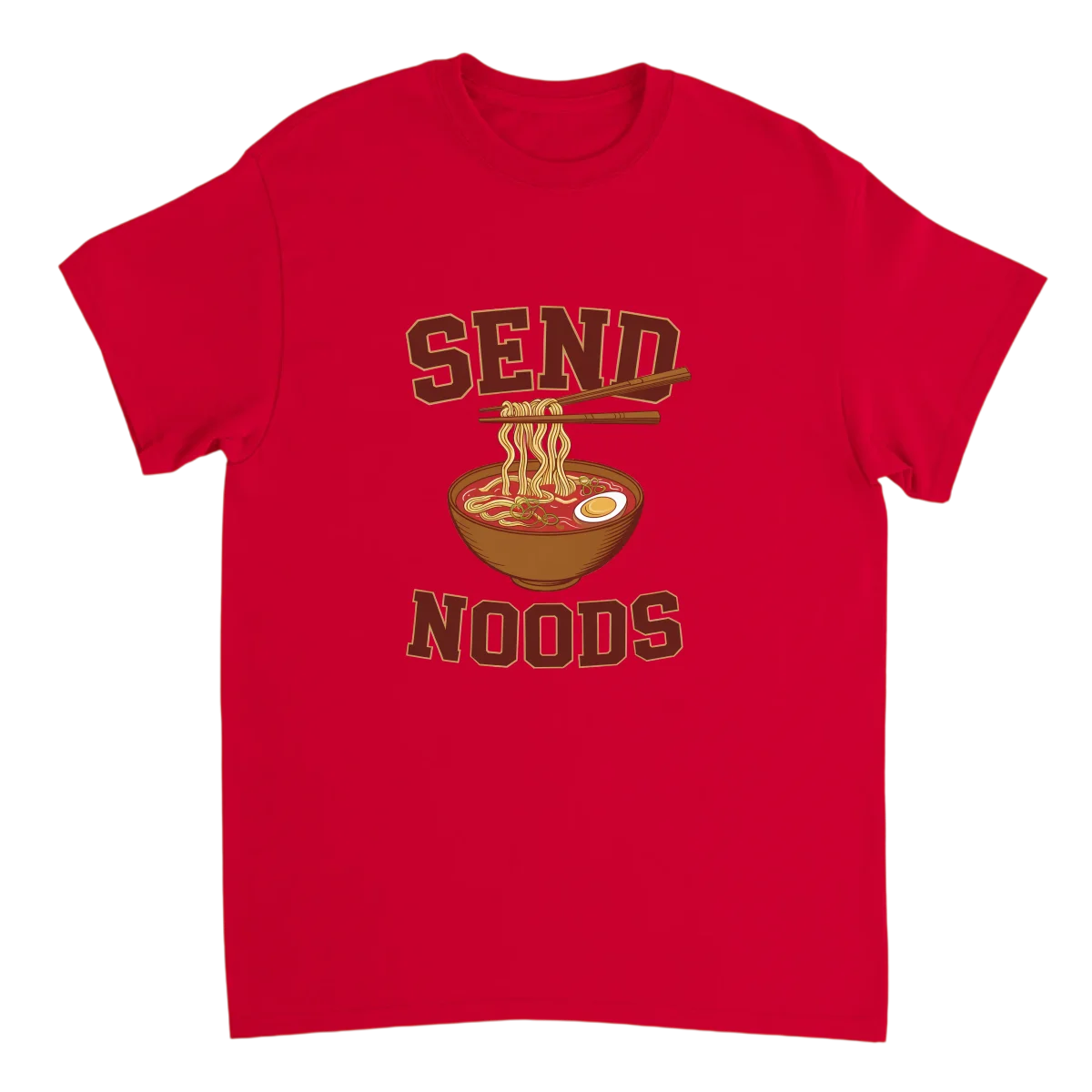 Send Noods Ramen Bowl Funny T-Shirt Red T-Shirts Photo 2