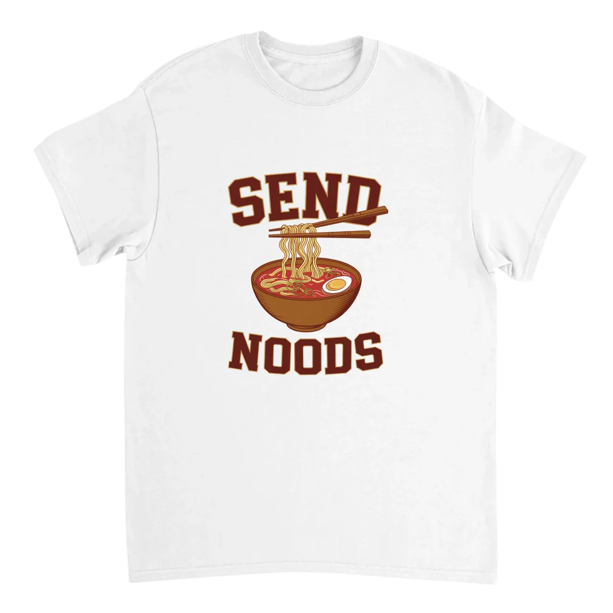 Send Noods Ramen Bowl Funny T-Shirt Red T-Shirts Photo 4