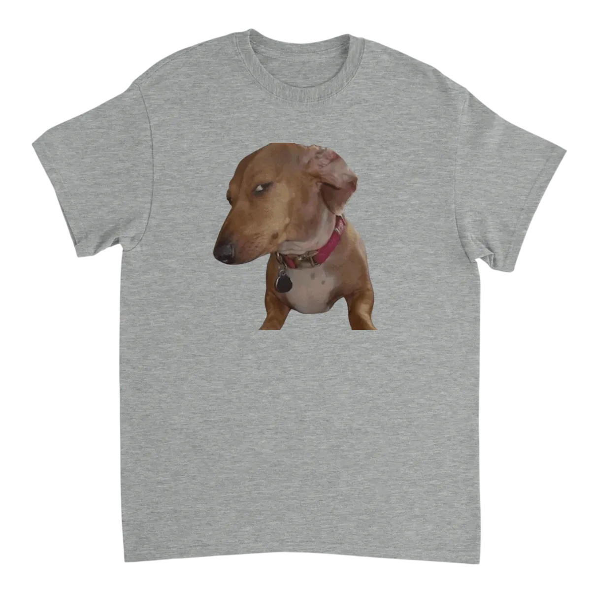 Side Eye Dog Tee: The Unimpressed Look T-Shirts - Grey