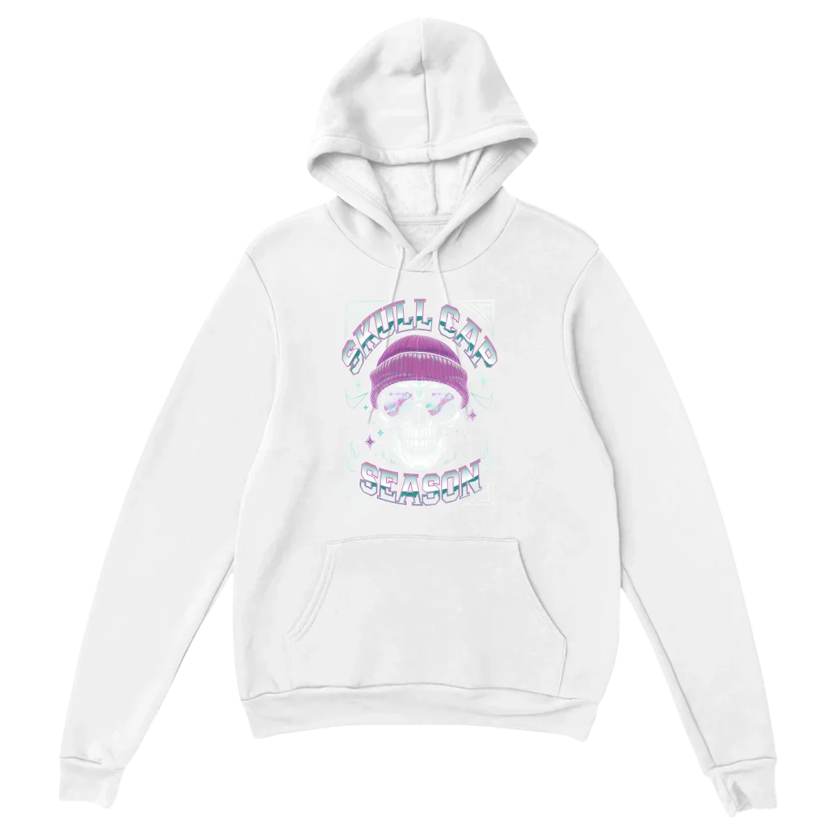 Skull Cap Season Cozy Y2K Hoodie - White Hoodies (ZeitZwag Streetwear)