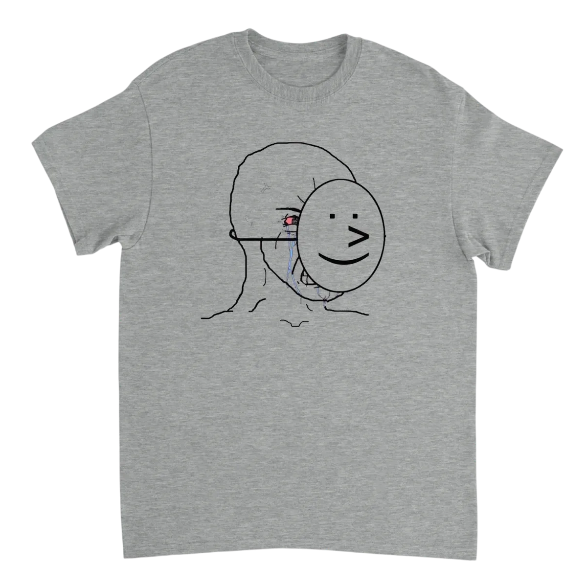 Smiling Mask: It's Fine. I'm Fine. Tee T-Shirts - Grey