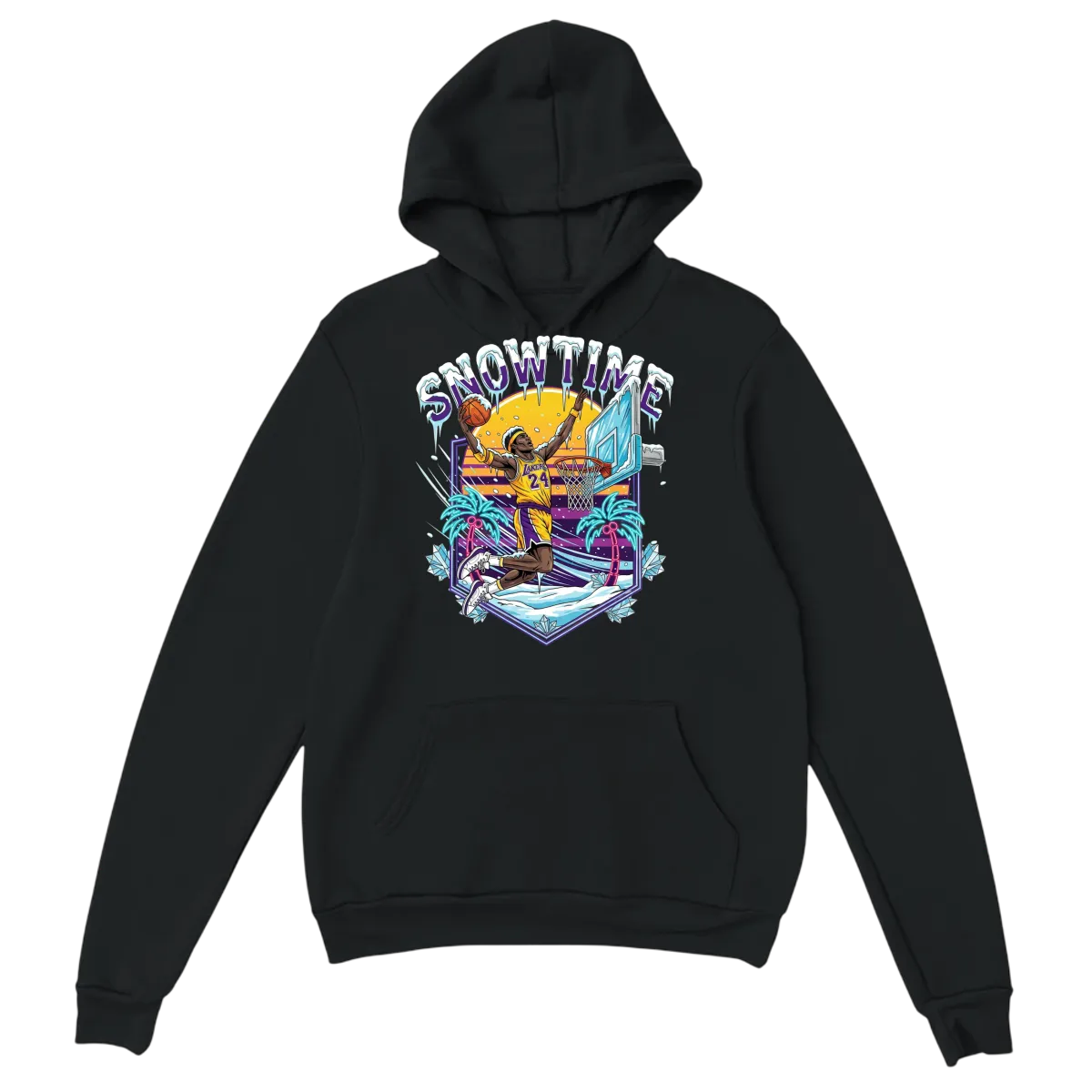 Snowtime Lakers Retro Basketball Hoodie White Hoodies Photo 3
