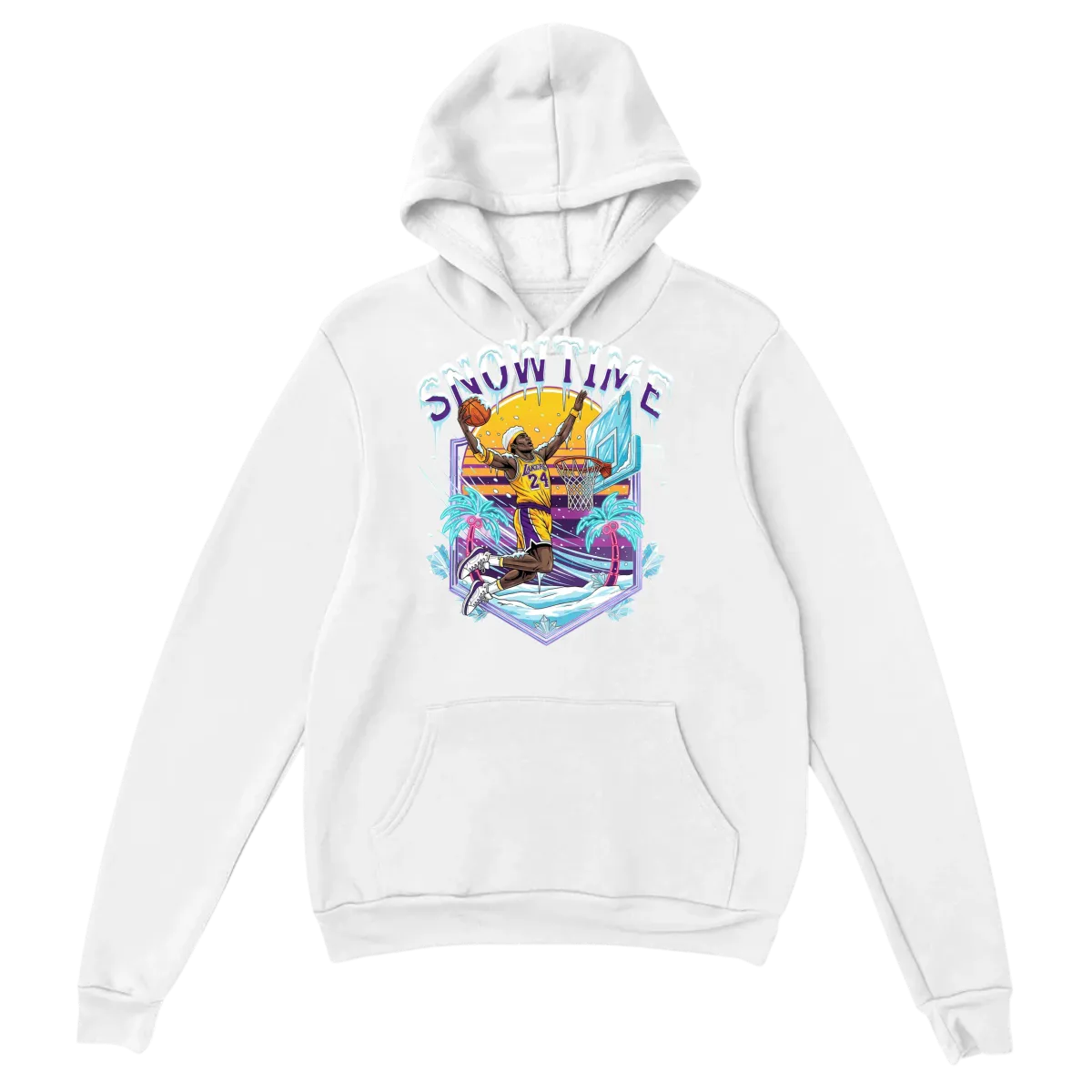 Snowtime Lakers Retro Basketball Hoodie White Hoodies Photo 2