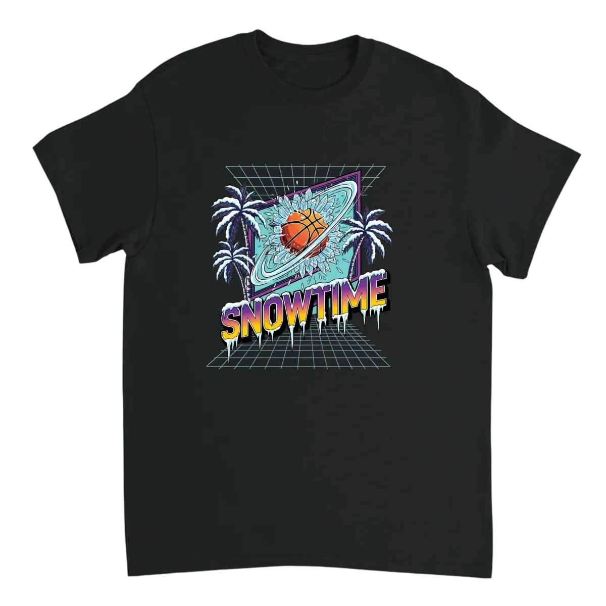 Snowtime Lakers Retro Basketball Tee T-Shirts - Black