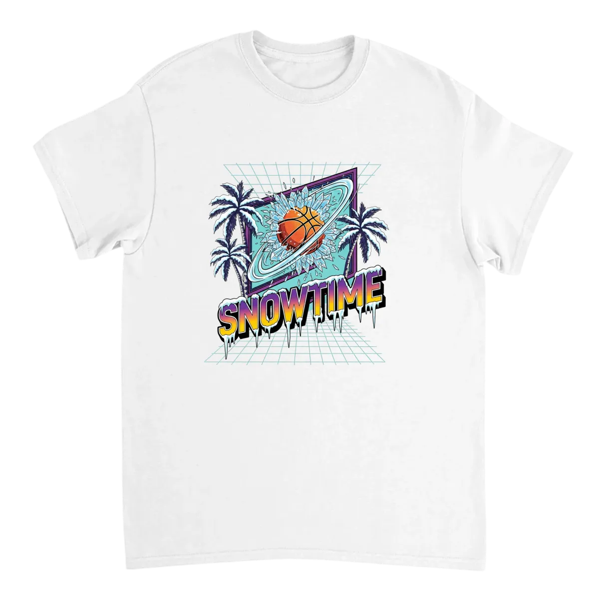 Snowtime Lakers Retro Basketball Tee Black T-Shirts Photo 5