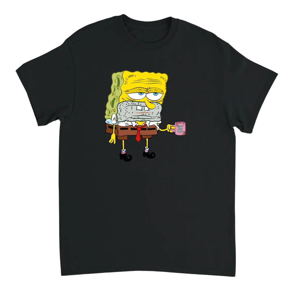 SpongeBob Tired T-Shirt Black T-Shirts Photo 2