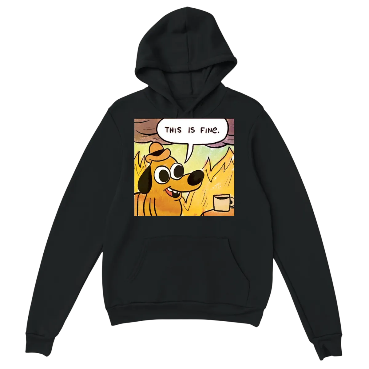 "This is Fine" Dog Meme Hoodie | Flames 🔥 White Hoodies Photo 2