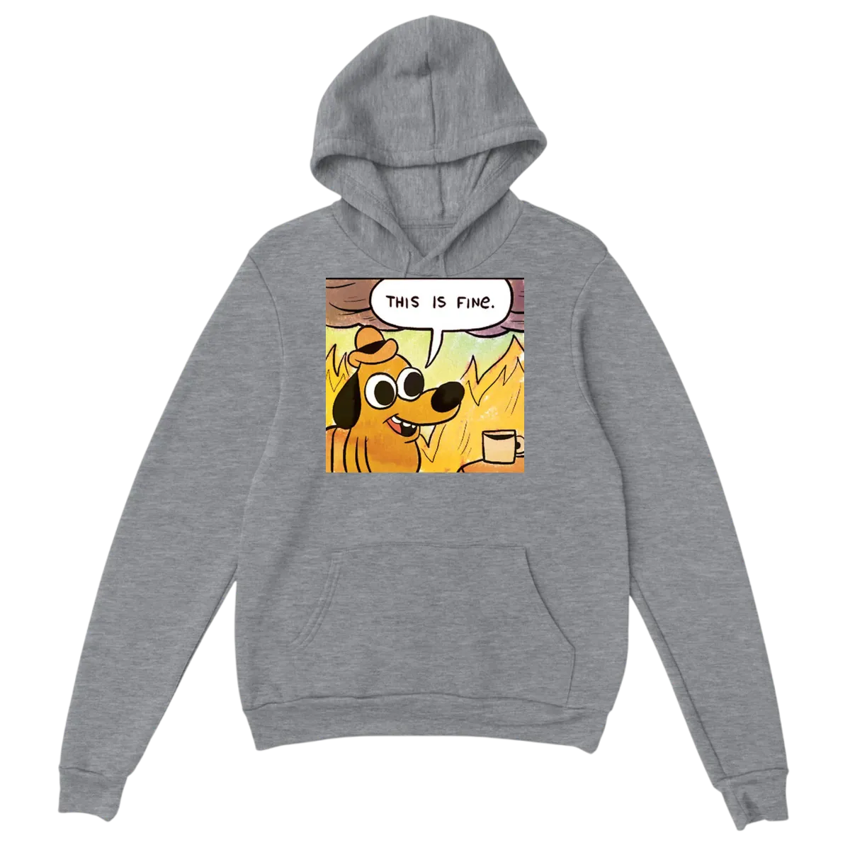 "This is Fine" Dog Meme Hoodie | Flames 🔥 White Hoodies Photo 3