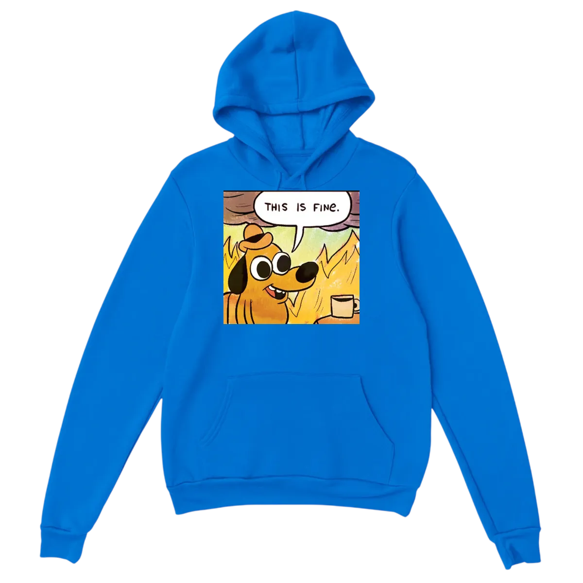 "This is Fine" Dog Meme Hoodie | Flames 🔥 White Hoodies Photo 5