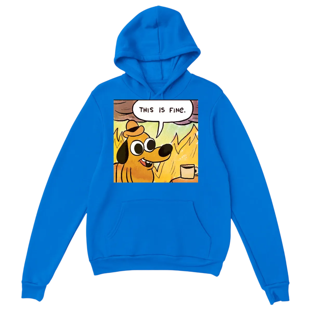 "This is Fine" Dog Meme Hoodie | Flames 🔥 White Hoodies Photo 5