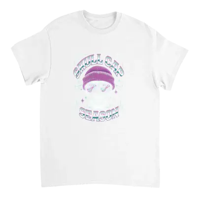 Skull Cap Season Y2K Meme T-Shirt T-Shirts - White