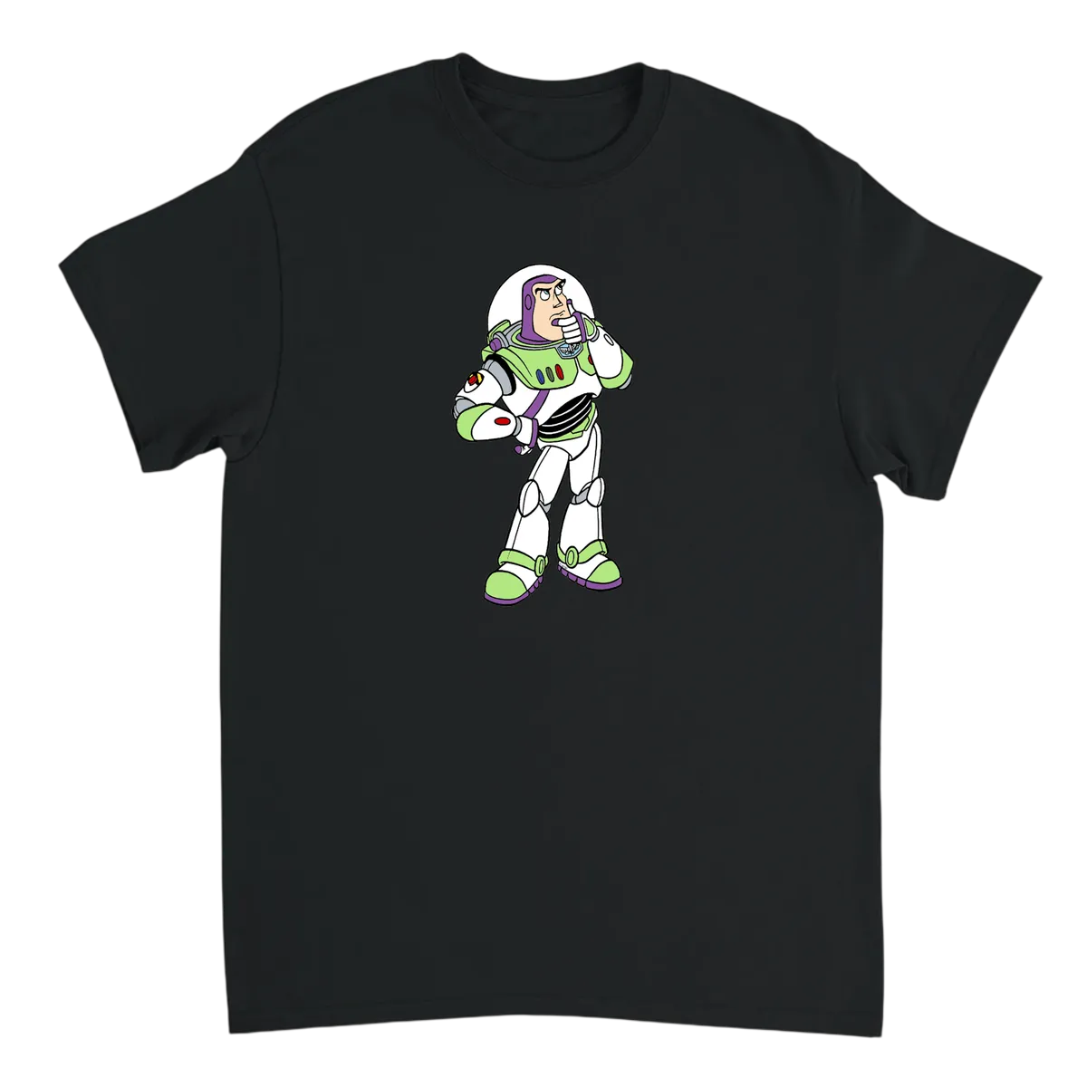 Toy Story Buzz Thinking T-Shirt Black T-Shirts Photo 2