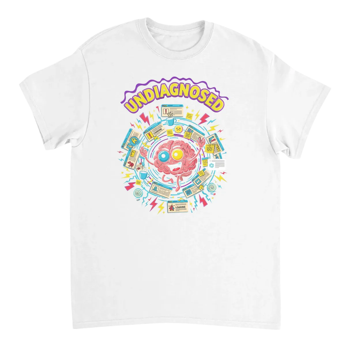 Undiagnosed Funny Chaotic Energy Tee - White T-Shirts (ZeitZwag Streetwear)