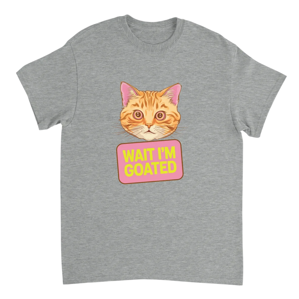 Wait I'm Goated Funny Cat Meme T-Shirt White T-Shirts Photo 3