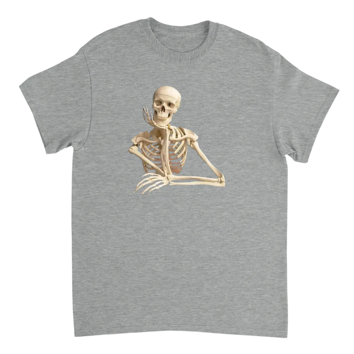 Waiting Skeleton T-Shirt T-Shirts - Grey