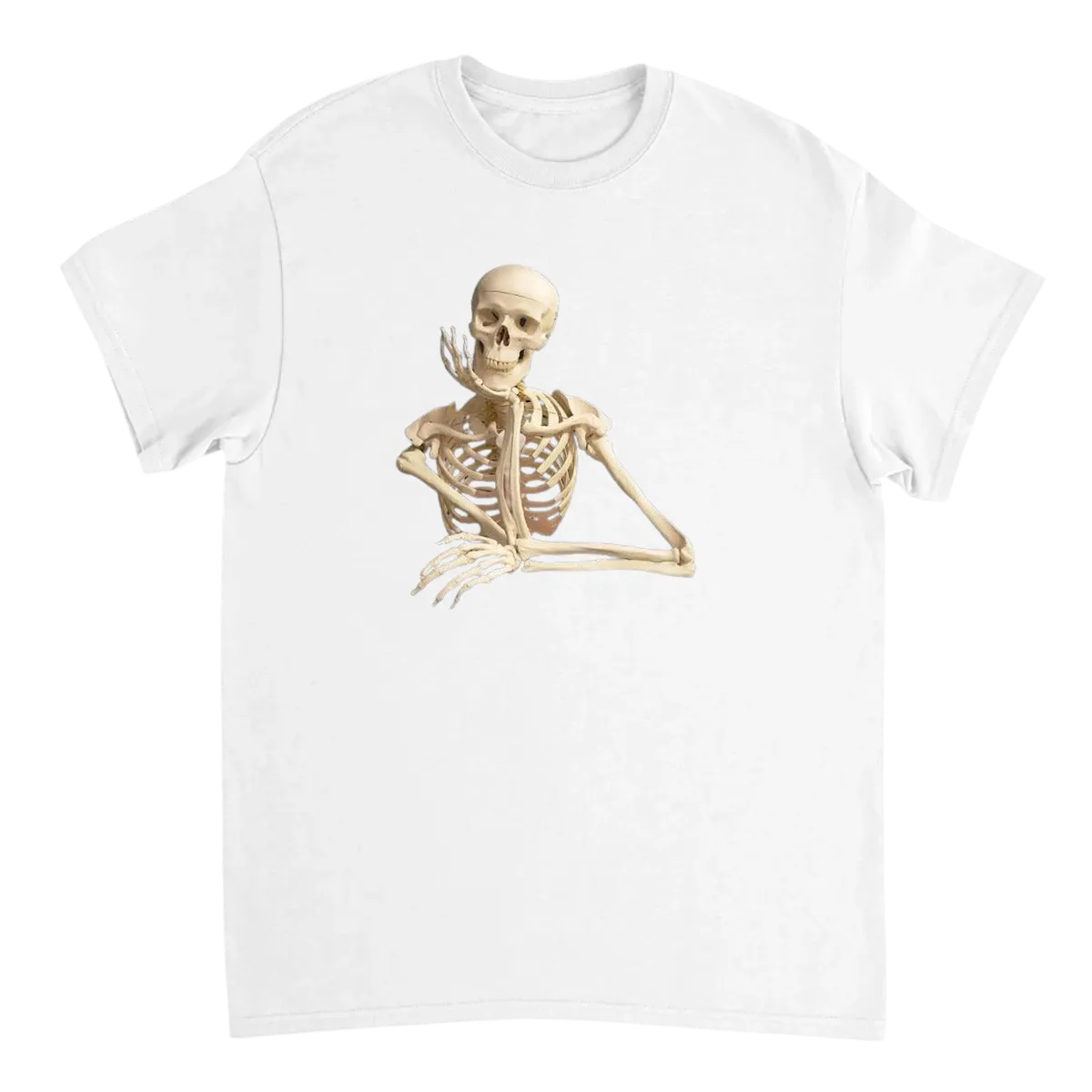 Waiting Skeleton T-Shirt White T-Shirts Photo 2