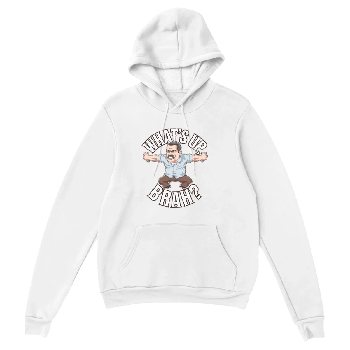 What's Up Brah Bro Down Hoodie - White Hoodies (ZeitZwag Streetwear)