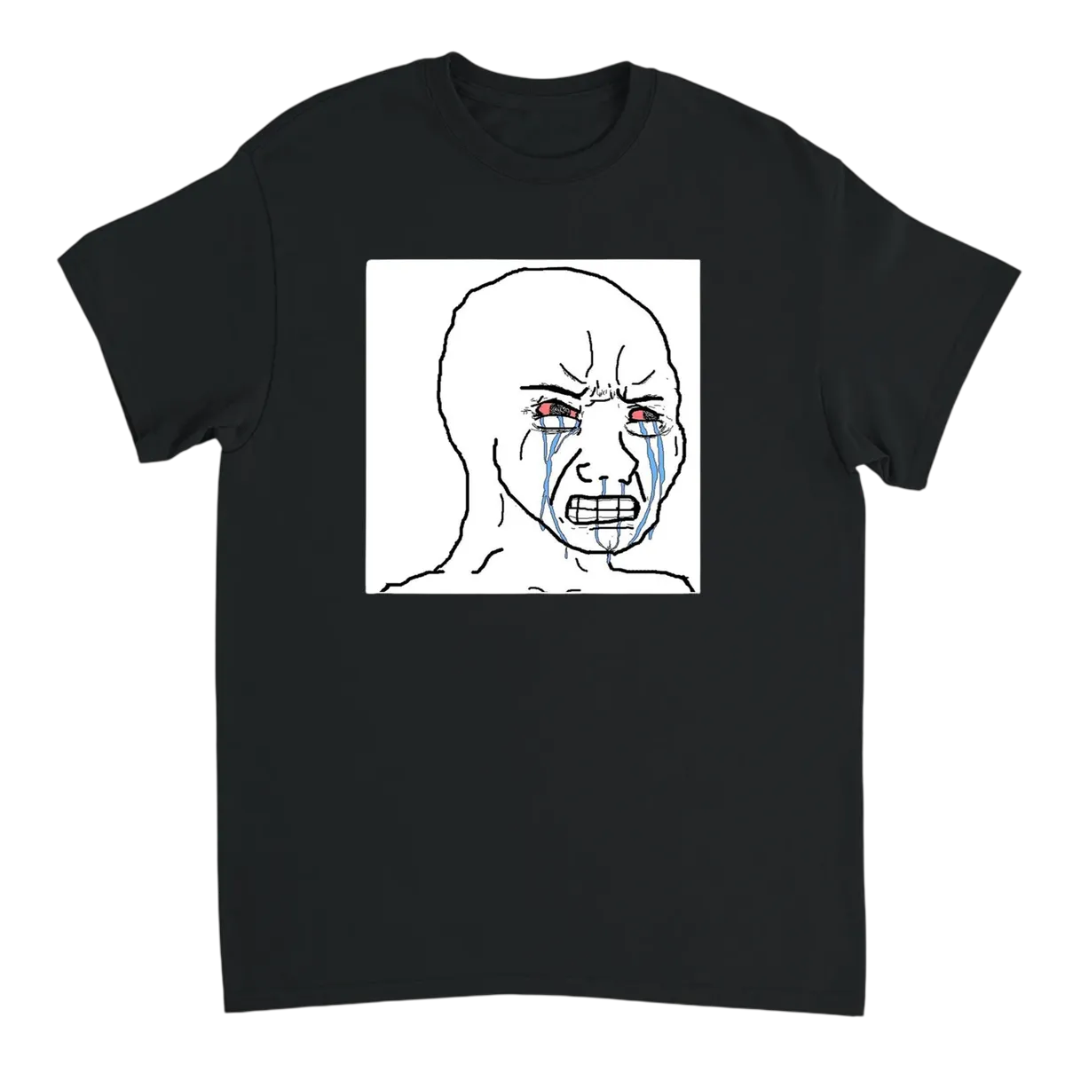 Wojak Crying T-Shirt Black T-Shirts Photo 2