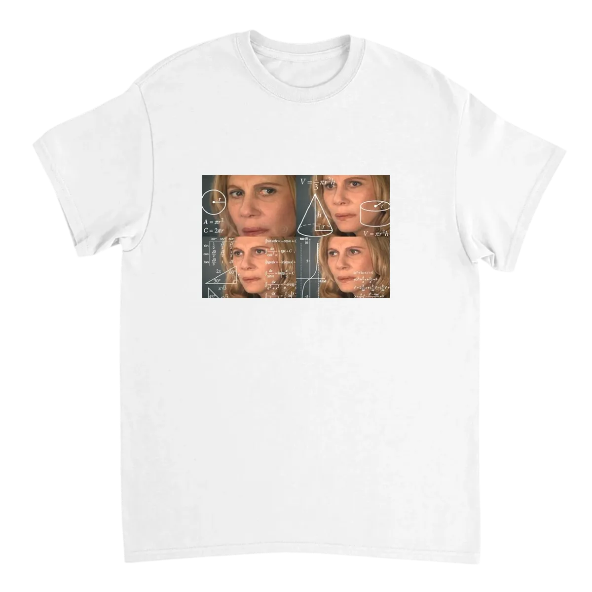 Woman Calculating (Math Lady) T-Shirt White T-Shirts Photo 2