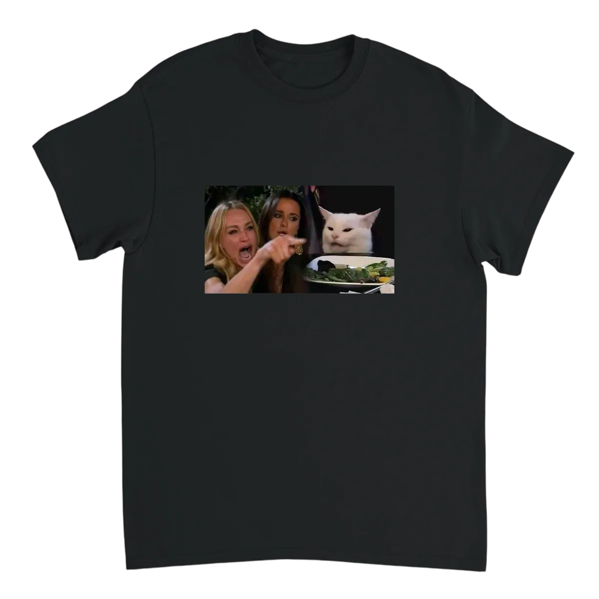 Woman Yelling at Cat T-Shirt White T-Shirts Photo 2