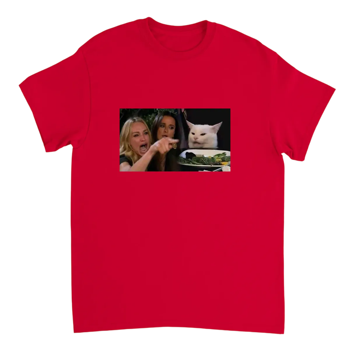 Woman Yelling at Cat T-Shirt White T-Shirts Photo 4